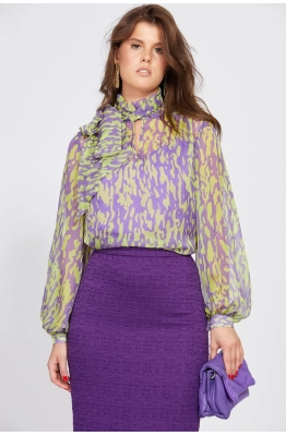 Блуза EOLA 2459 фиолетовый/салатовый 