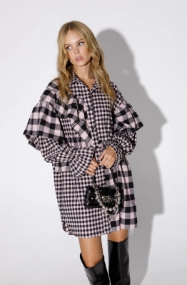 Платье-рубашка PiRS 4873 розовый Платье-рубашка PiRS 4873 розовый