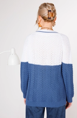 Джемпер КО-КО 21-027 бело-синий  Джемпер КО-КО 21-027 бело-синий