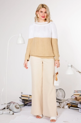 Джемпер КО-КО 21-027 бело-бежевый  Джемпер КО-КО 21-027 бело-бежевый