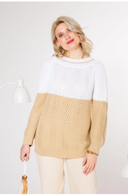 Джемпер КО-КО 21-027 бело-бежевый 