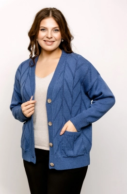 Кардиган RomGil РВ0030-ХЛ2 индиго  Кардиган RomGil РВ0030-ХЛ2 индиго