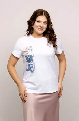 Джемпер RomGil РП0010-ХЛ2 белый, индиго, крем-брюле 