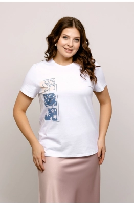 Джемпер RomGil РП0010-ХЛ2 белый, индиго, крем-брюле 