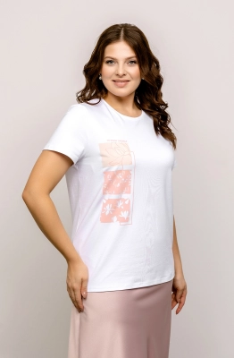 Джемпер RomGil РП0010-ХЛ2 белый, розовый персик, крем-брюле 