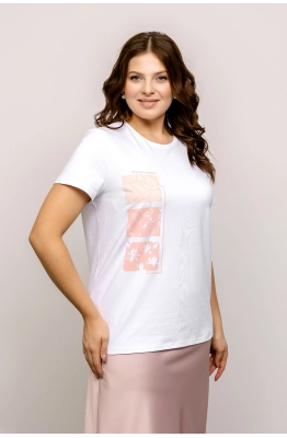 Джемпер RomGil РП0010-ХЛ2 белый, розовый персик, крем-брюле 