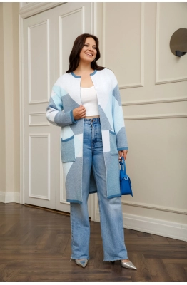 Кардиган RomGil РВ0013-ХЛ2 бледно-голубой, индиго, белый