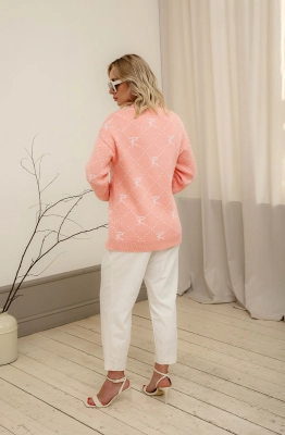 Кардиган RomGil РВ0017-ХЛ2 розовый персик, белый