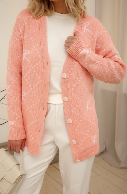 Кардиган RomGil РВ0017-ХЛ2 розовый персик, белый