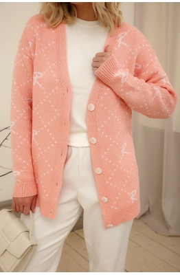 Кардиган RomGil РВ0017-ХЛ2 розовый персик, белый