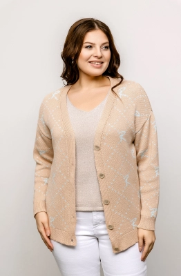 Кардиган RomGil РВ0017-ХЛ2 крем-брюле,бледно-голубой 