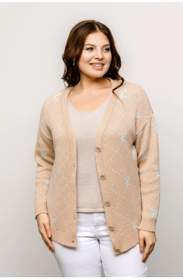 Кардиган RomGil РВ0017-ХЛ2 крем-брюле,бледно-голубой 