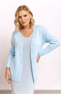 Кардиган RomGil РВ0017-ХЛ2 бледно-голубой, белый   