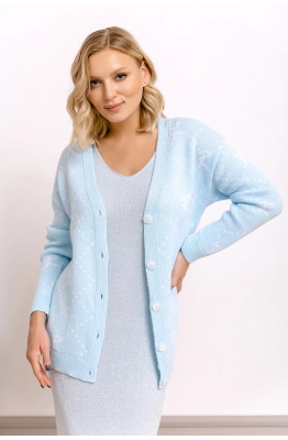 Кардиган RomGil РВ0017-ХЛ2 бледно-голубой, белый   