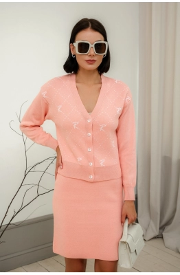 Жакет RomGil РВ0018-ХЛ2 розовый персик, белый 