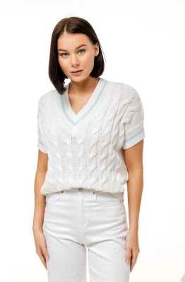 Джемпер RomGil РВ0083-ХЛ2 белый/бледно-голубой 