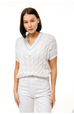 Джемпер RomGil РВ0083-ХЛ2 белый/бледно-голубой 