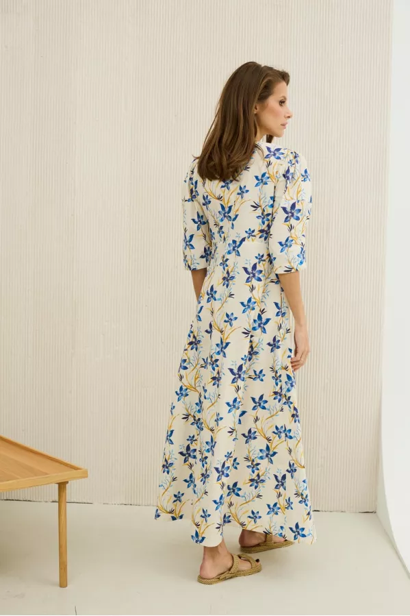 Платье DAVA 1206 молочный-синий 