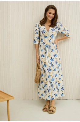 Платье DAVA 1206 молочный-синий 