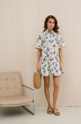 Платье DAVA 1210 молочный-голубой 