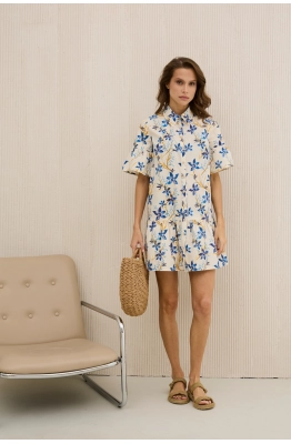 Платье DAVA 1210 молочный-голубой 