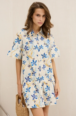 Платье DAVA 1210 молочный-голубой 