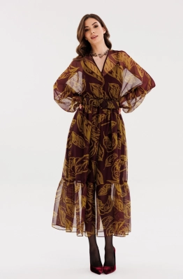 Платье EOLA 2721 бордовый с принтом  Платье EOLA 2721 бордовый с принтом