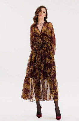 Платье EOLA 2721 бордовый с принтом  Платье EOLA 2721 бордовый с принтом