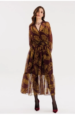 Платье EOLA 2721 бордовый с принтом 