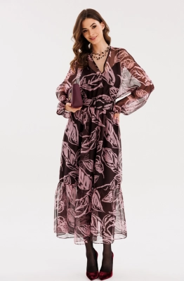 Платье EOLA 2721 шоколадный с принтом  Платье EOLA 2721 шоколадный с принтом