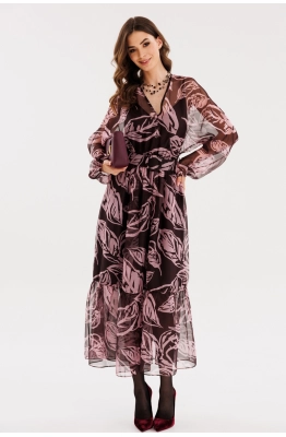 Платье EOLA 2721 шоколадный с принтом 