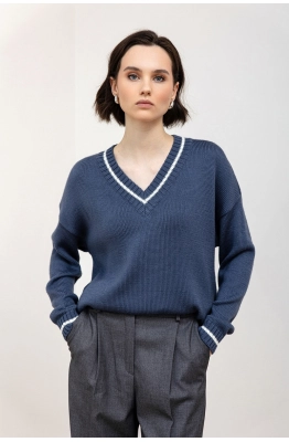 Джемпер RomGil ТЗ935Ш индиго, молочный