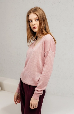 Джемпер RomGil РВ0140-ХМ5 розово-коралловый/серебро  