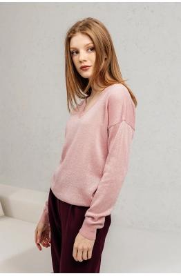 Джемпер RomGil РВ0140-ХМ5 розово-коралловый/серебро  