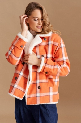 Полупальто ELLETTO LIFE 3782 оранжево-белый  Полупальто ELLETTO LIFE 3782 оранжево-белый