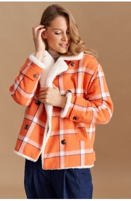 Полупальто ELLETTO LIFE 3782 оранжево-белый  Полупальто ELLETTO LIFE 3782 оранжево-белый