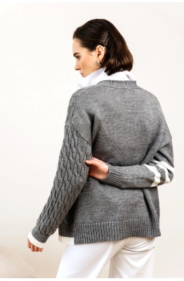 Кардиган RomGil РВ0103-ШЕ5 серый/белый Кардиган RomGil РВ0103-ШЕ5 серый/белый