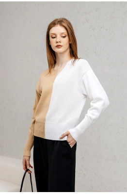 Джемпер RomGil РВ0143-ХЛ5 соломенный/белый