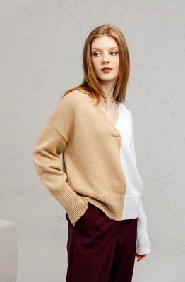 Джемпер RomGil РВ0023-ХЛ2 соломенный/белый 