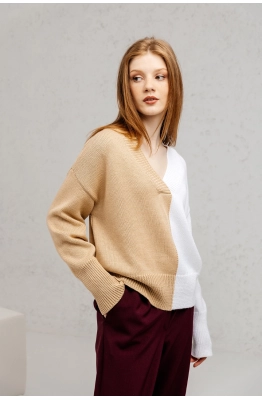 Джемпер RomGil РВ0023-ХЛ2 соломенный/белый 