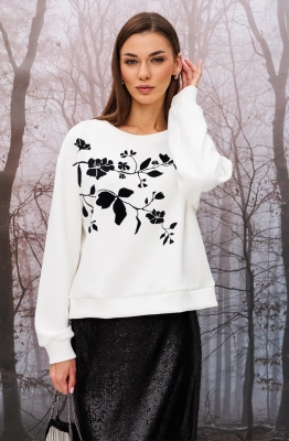 Джемпер Buter 2950 молочный+черный  Джемпер Buter 2950 молочный+черный