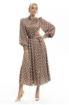 Платье Golden Valley 4771 коричневый в горох  