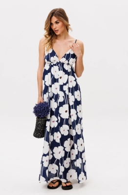 Сарафан EOLA 2860 синий с принтом  Сарафан EOLA 2860 синий с принтом