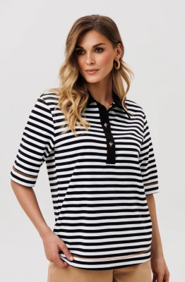 Джемпер GIZART 15380 черно-белая полоска  Джемпер GIZART 15380 черно-белая полоска