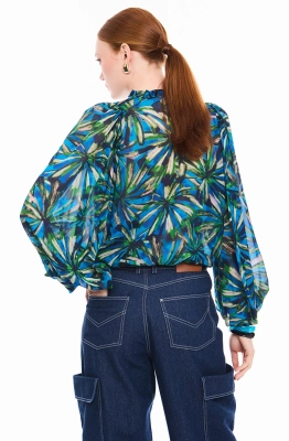 Блуза DEVITA 6050 синий+зеленый Блуза DEVITA 6050 синий+зеленый