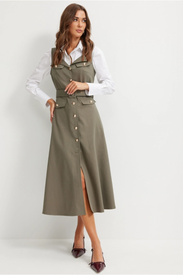 Сарафан Lyushe 4147 хаки Сарафан Lyushe 4147 хаки