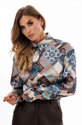 Блуза EOLA 2928 бежевый с принтом 