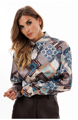 Блуза EOLA 2928 бежевый с принтом 