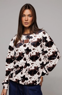Джемпер Buter 3177 коричнево-белый принт  Джемпер Buter 3177 коричнево-белый принт