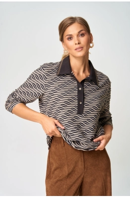 Джемпер GIZART 15409 серо-бежево-черный  Джемпер GIZART 15409 серо-бежево-черный